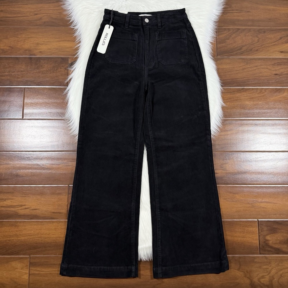 Rolla's Women's Size 27 Black High Rise Wide Leg Sailor Corduroy Pants